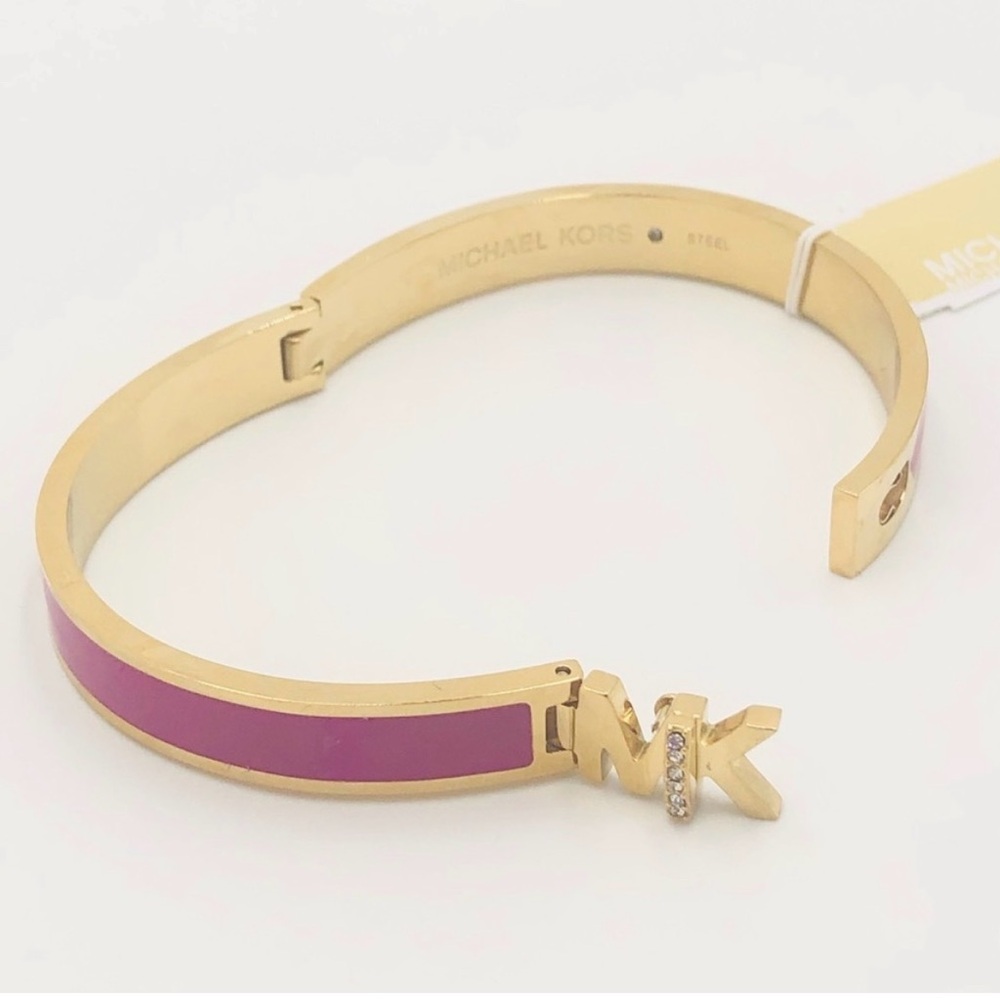 Michael Kors Haute Rose Gold Hot Pink Enamel Bangle Bracelet MKJ7705710 + MK BOX - Picture 6 of 13